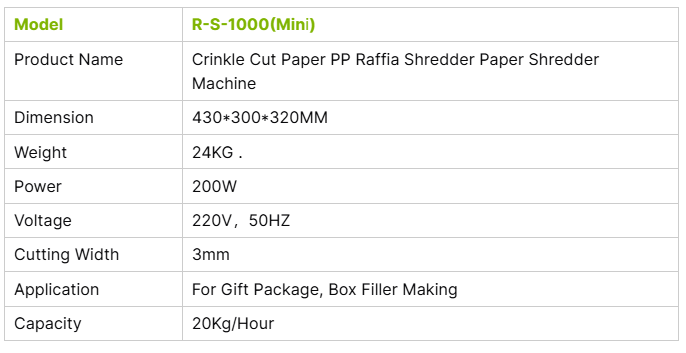 paper shredder parameter