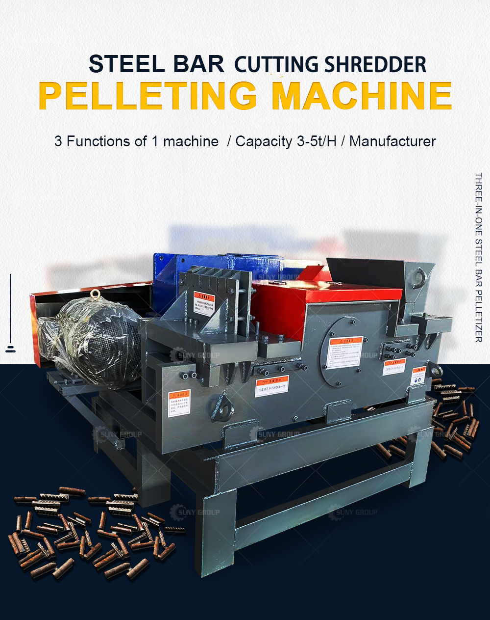 steel bar cutting shredder detail