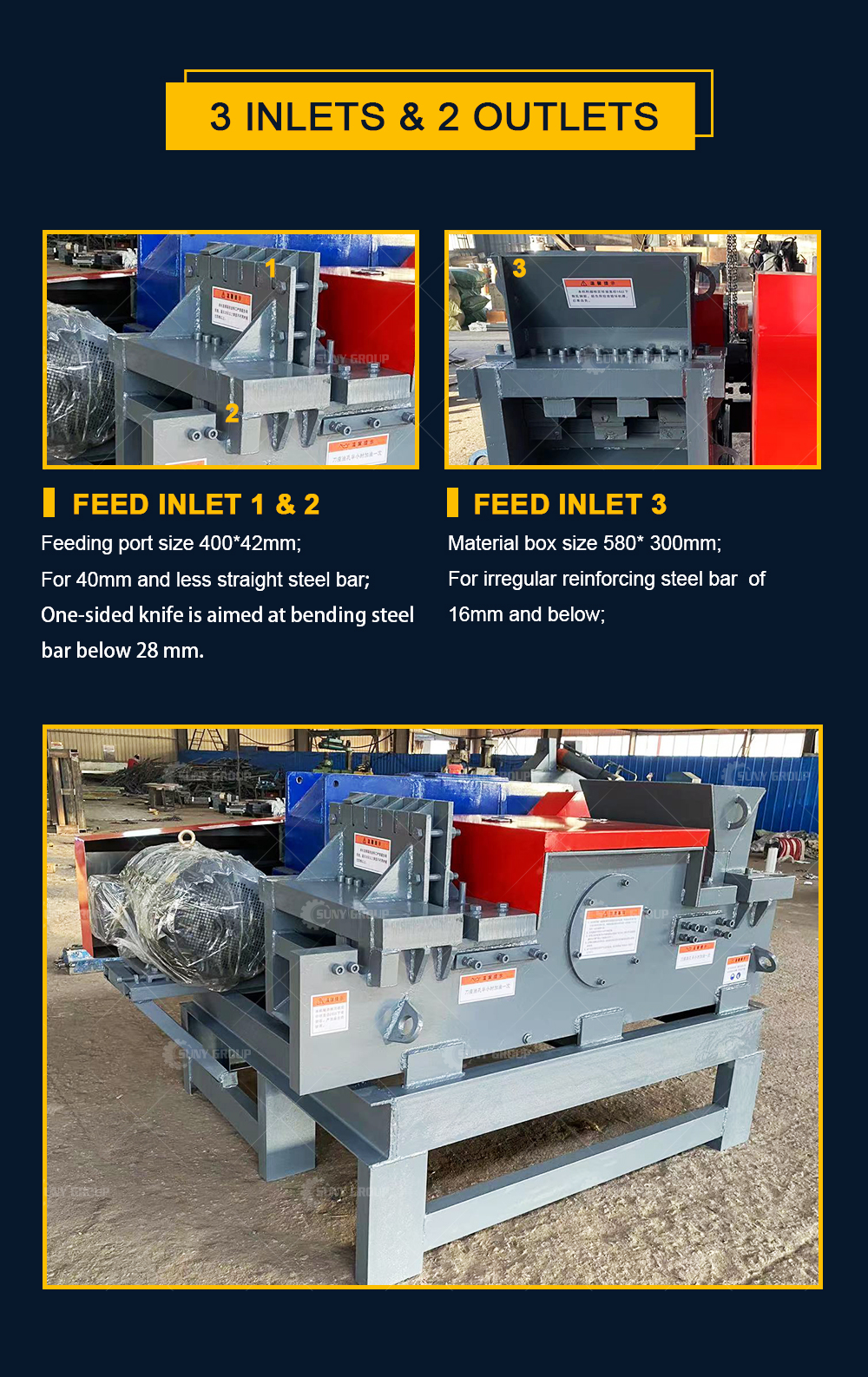 steel bar cutting shredder detail